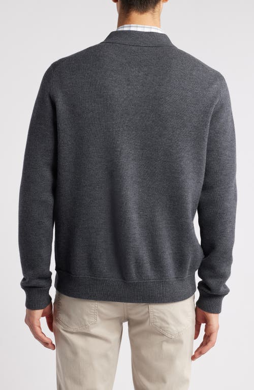 Robert Barakett Bristol Collared Merino Wool Milano Stitch Cardigan In Gray