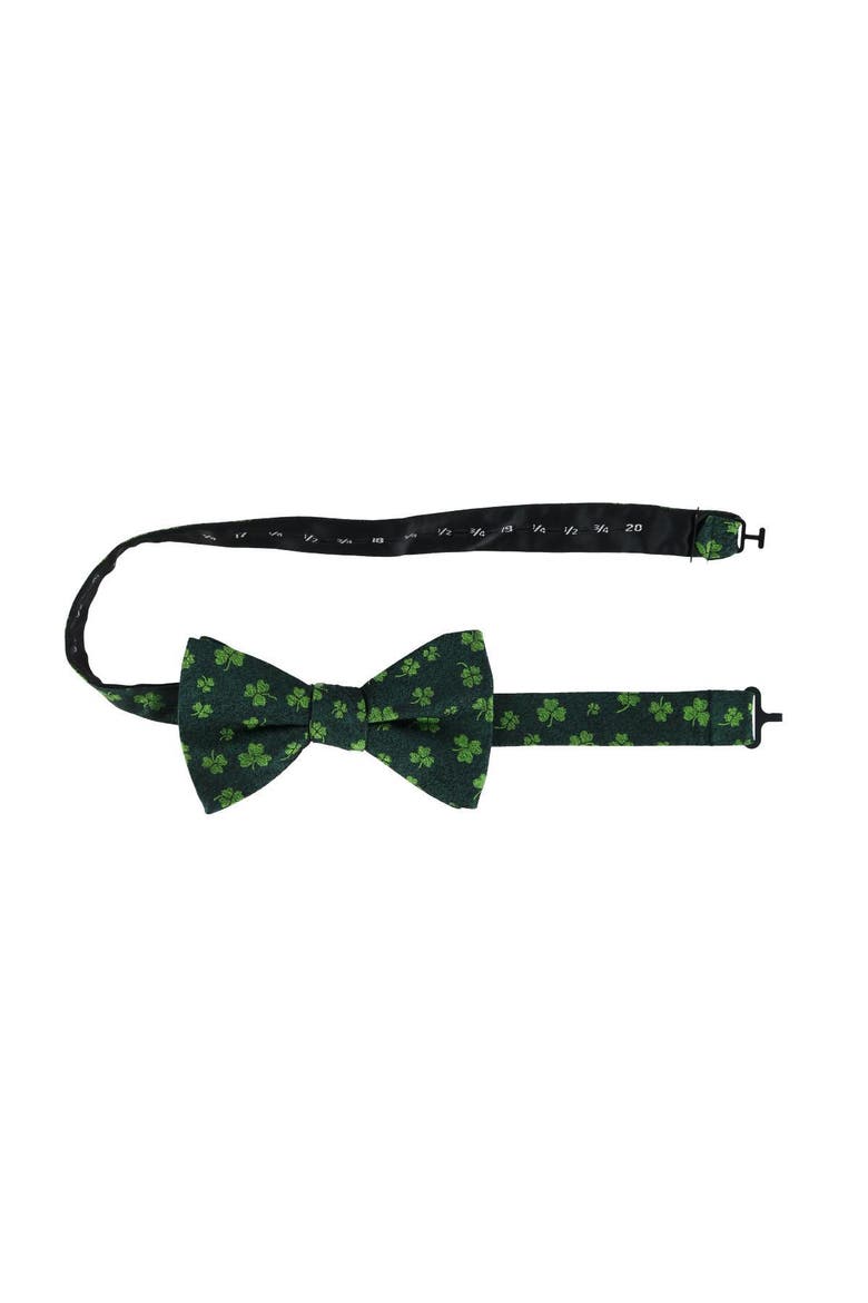 Green Shamrock Novelty Silk Bow Tie, Alternate, color, Green