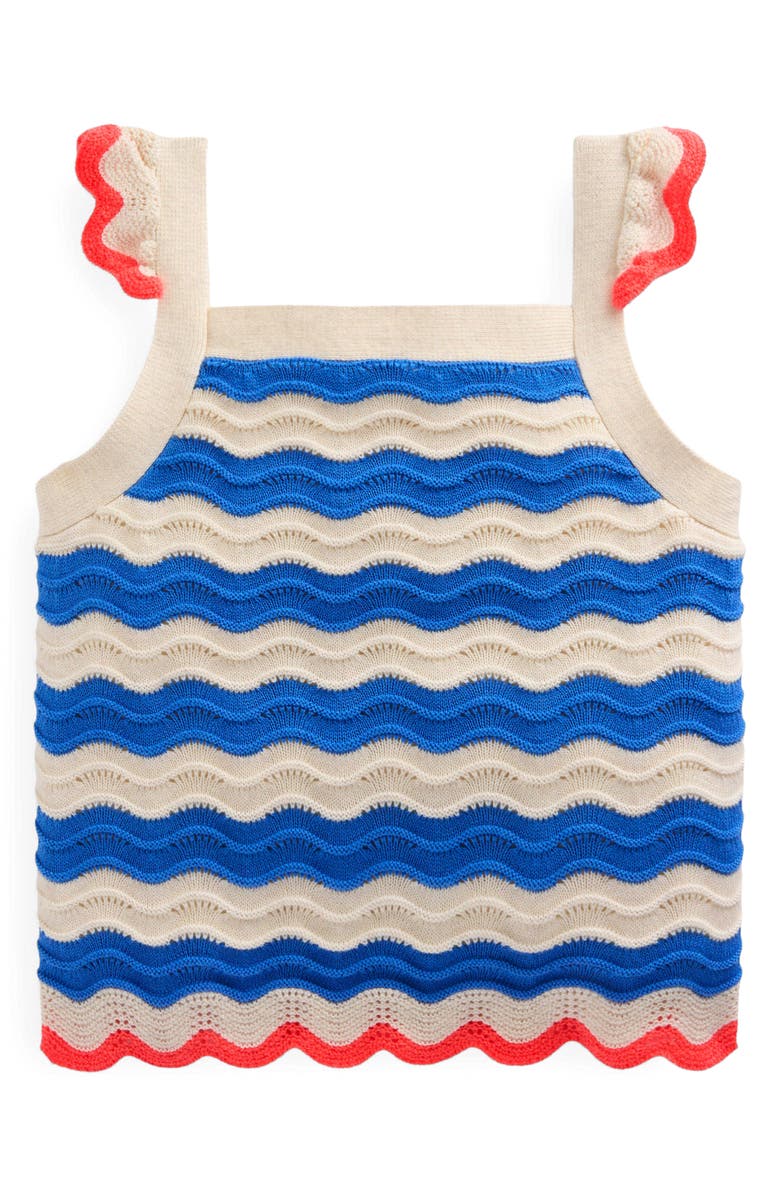 Mini Boden Kids' Leonore Stripe Pointelle Sweater Tank, Main, color, Blue/ Ivory Stripe