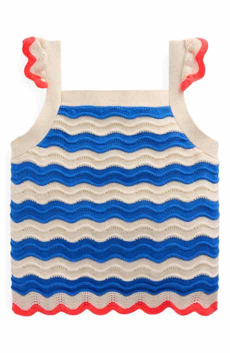 Mini Boden Kids' Leonore Stripe Pointelle Sweater Tank