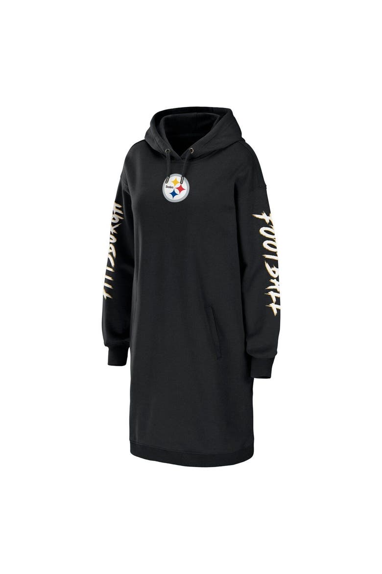 Women's WEAR by Erin Andrews Black Pittsburgh Steelers Hoodie Dress, Alternate, color, Black