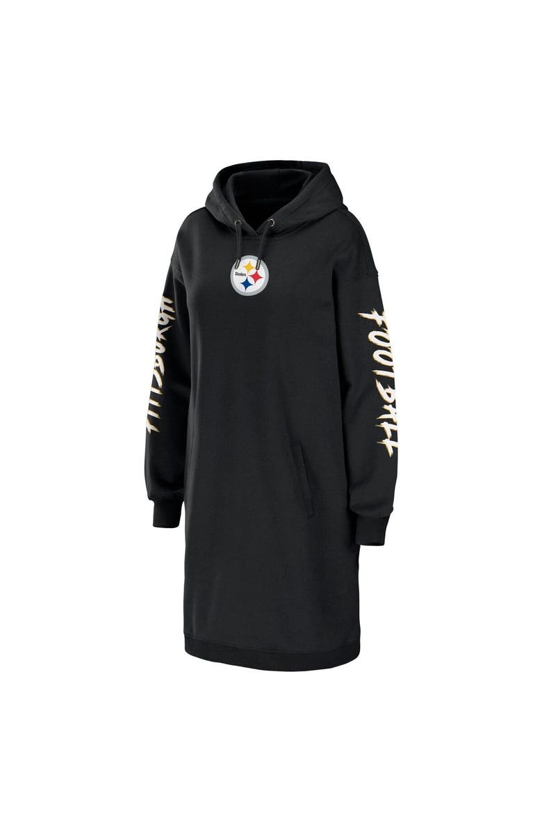 WEAR by Erin Andrews Women's WEAR by Erin Andrews Black Pittsburgh Steelers Hoodie Dress, Alternate, color, 