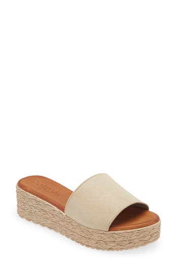 Cordani Bizzy Espadrille Platform Wedge Slide Sandal In Brown