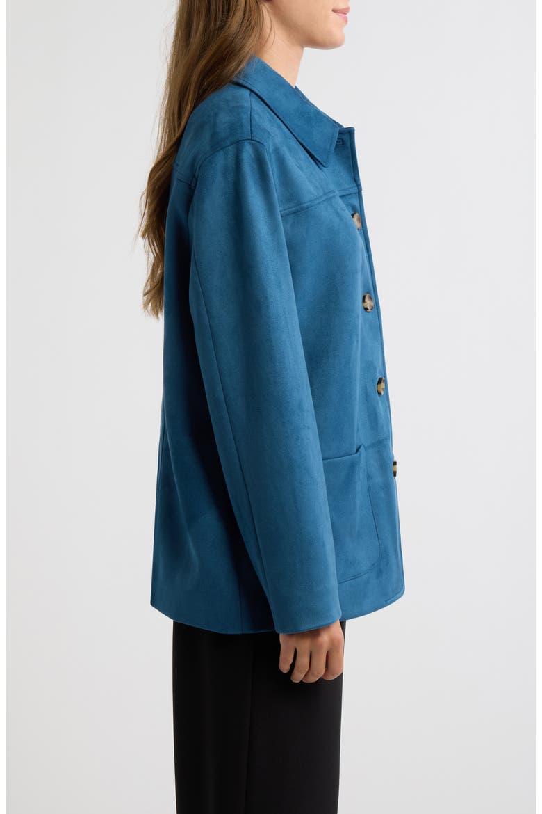 Faux Suede Five-Button Jacket, Alternate, color, DARK DUTCH BLUE