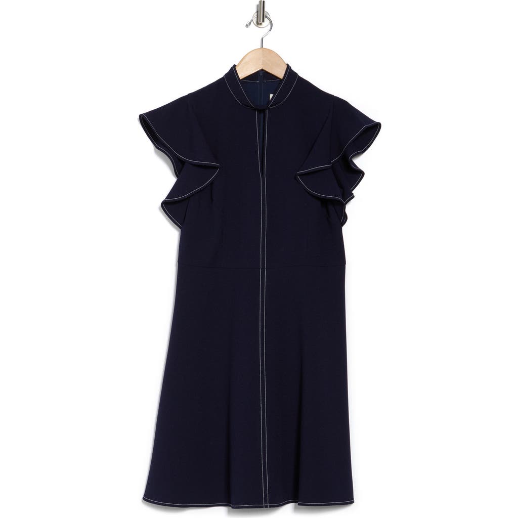 Eliza J Mock Neck Flutter Sleeve Minidress In Navy