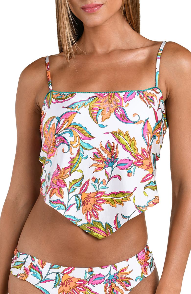 Sunshine 79 Wild Vines Sweetheart Tankini Top, Main, color, White Multi