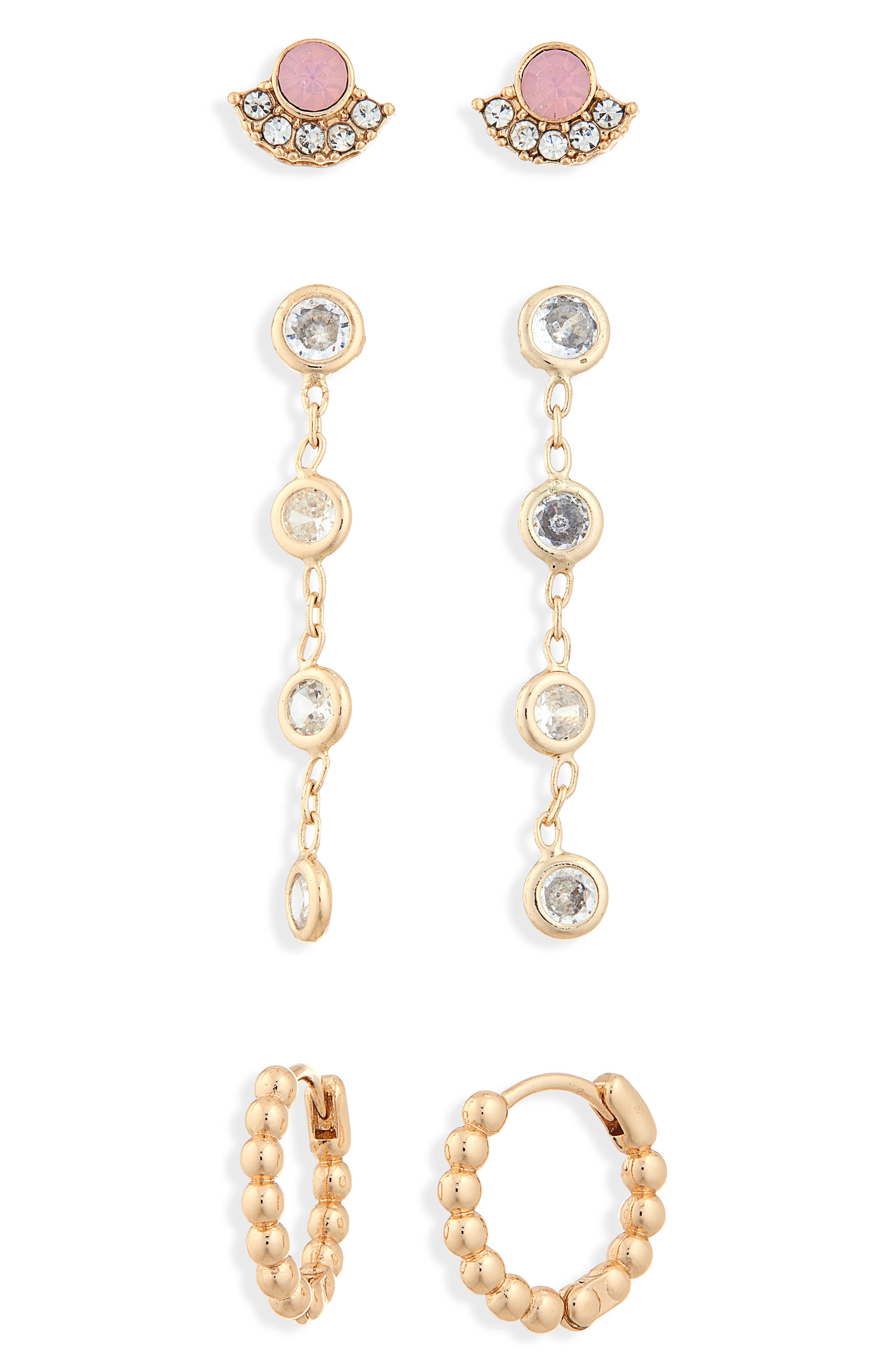 NORDSTROM RACK Set of 3 Stud Drop Earrings