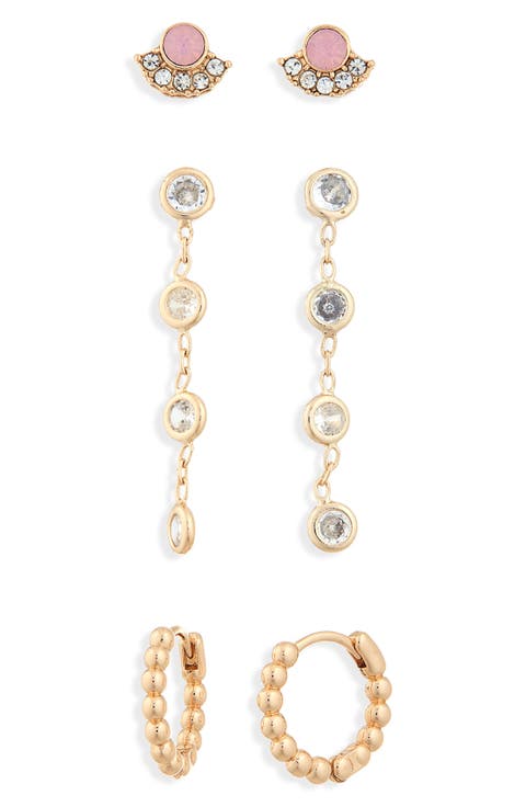 Set of 3 Stud Drop Earrings