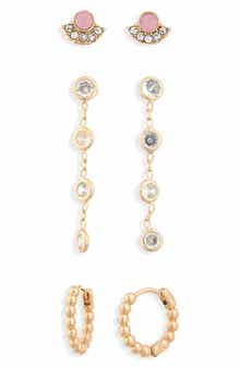 NORDSTROM RACK Set of 3 Stud Drop Earrings