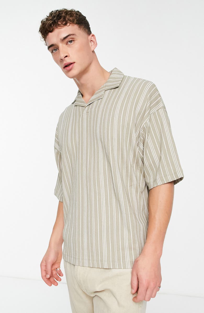 ASOS DESIGN Oversize Stripe Polo, Main, color, 