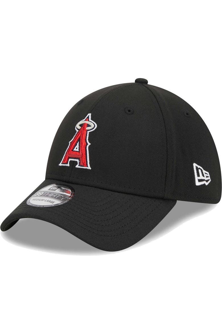 Men's New Era Black Los Angeles Angels Logo 39THIRTY Flex Hat, Main, color, Black