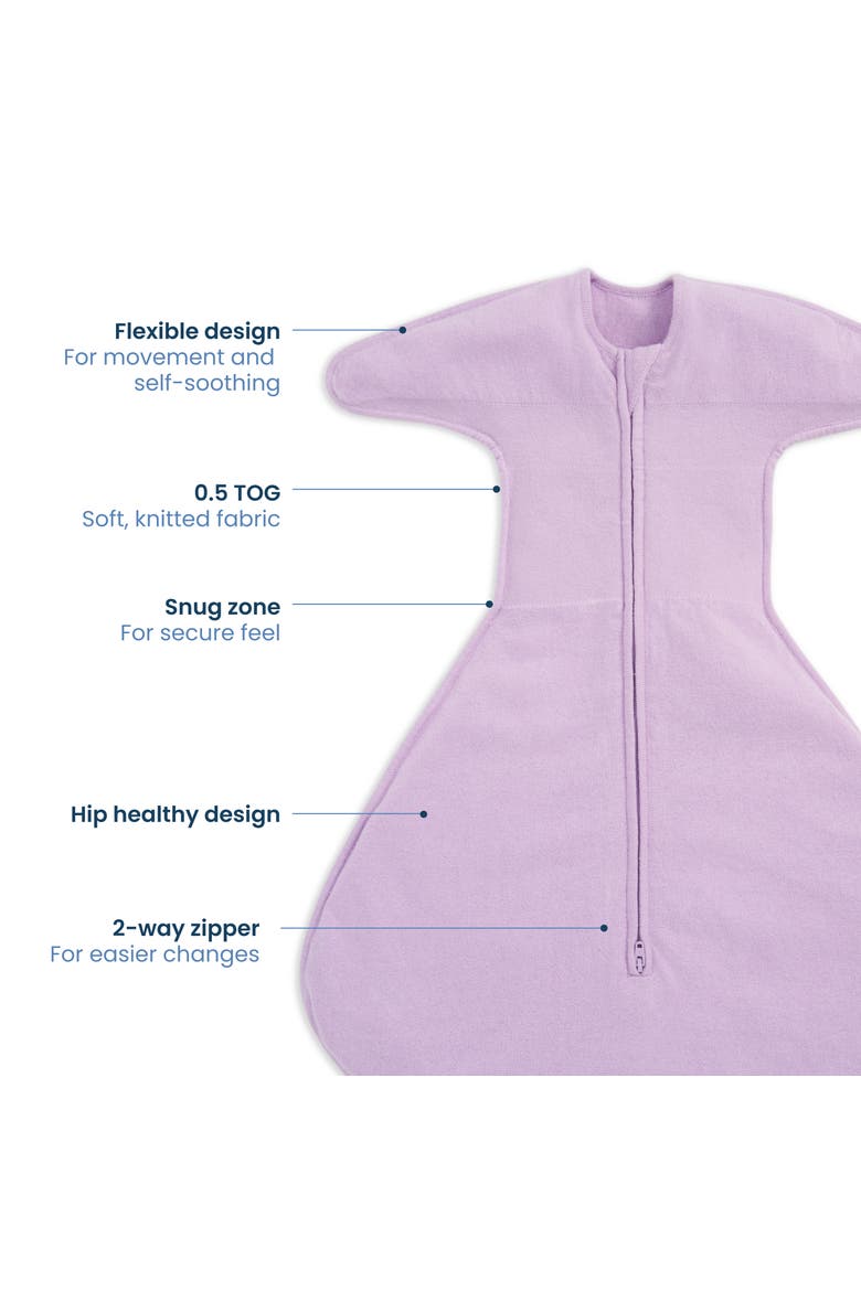 SleepSack SwaddleStretch, Arms Up or Extended Arms, Newborn Baby Swaddle, Alternate, color, Lavender