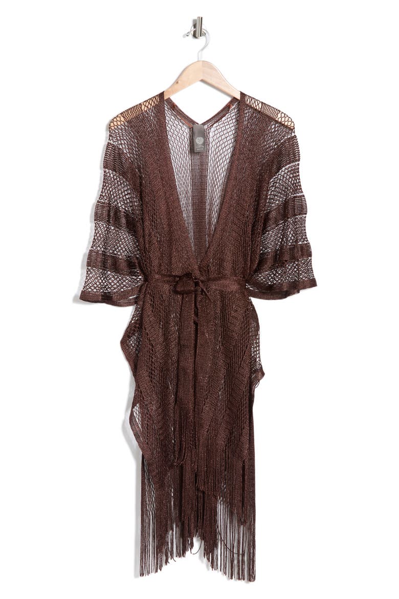 Mesh Net Ruana, Alternate, color, CHOCOLATE