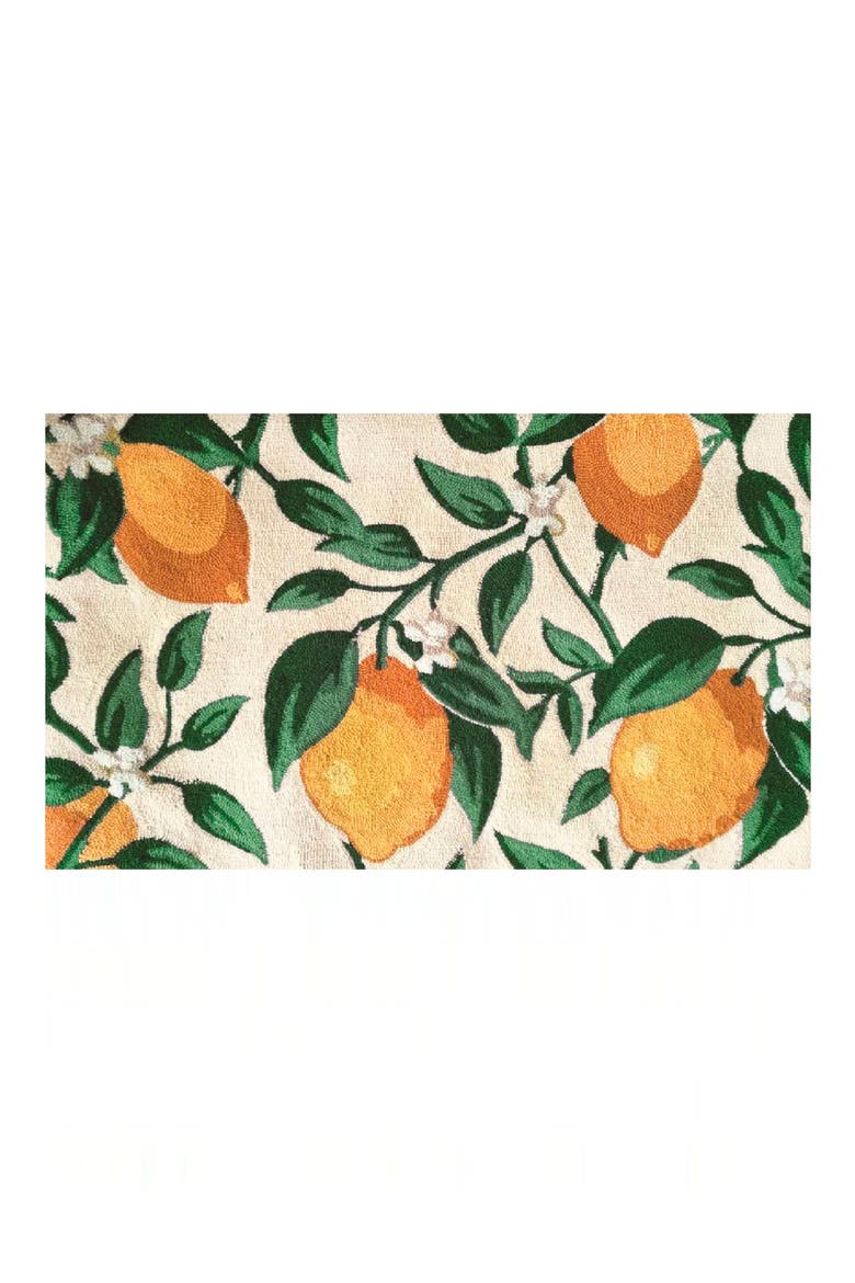 Lemon Vine Door Mat, Main, color, CREAM/GRN/YELLW