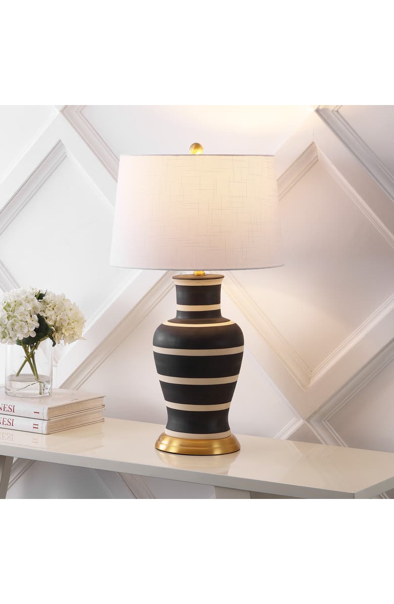 JONATHAN Y Julian 29" Traditional Classic Ceramic Urn LED Table Lamp, Main, color, Black/Beige
