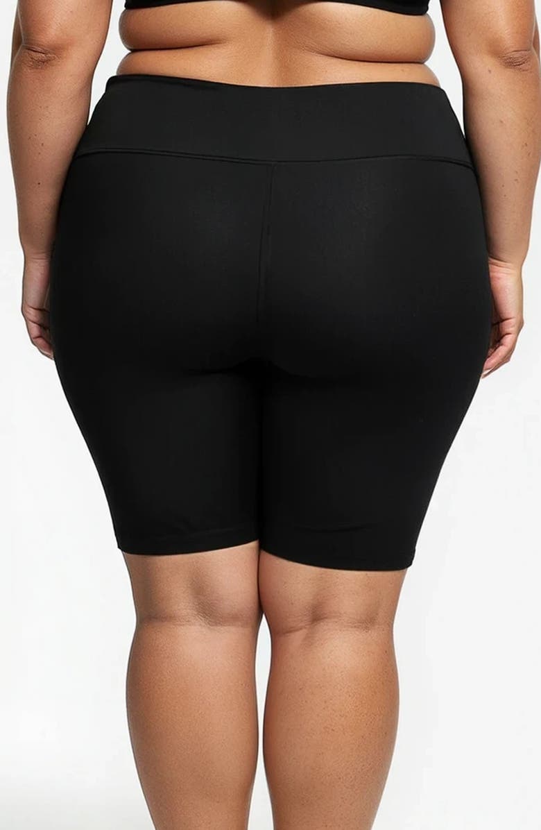 Calypsa Plus Size Long Bike Swim Shorts, Alternate, color, Black