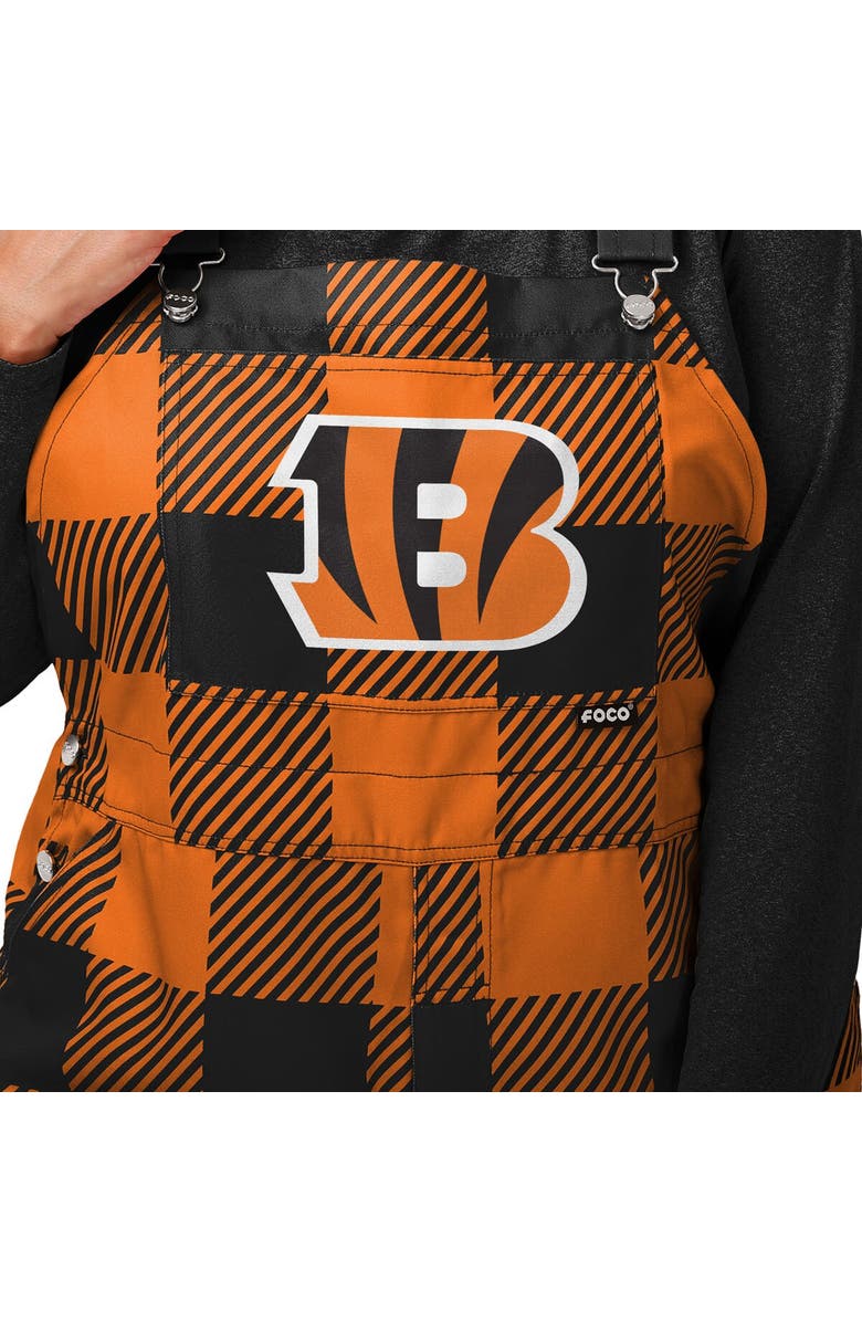FOCO Women's FOCO Orange Cincinnati Bengals Big Logo Plaid Overalls, Alternate, color, 
