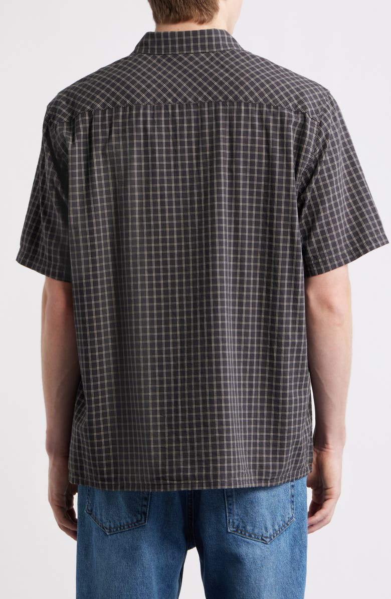 Rip Curl Liquid Trips Check Short Sleeve Button-Up Shirt, Alternate, color, Washed Black