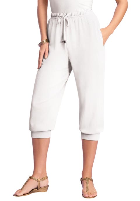 Plus Size Soft Knit Capri Pant With Drawstring Waist (Plus)