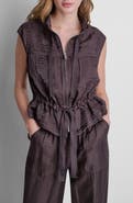 DKNY Cap Sleeve Twinkle Tie Front Vest