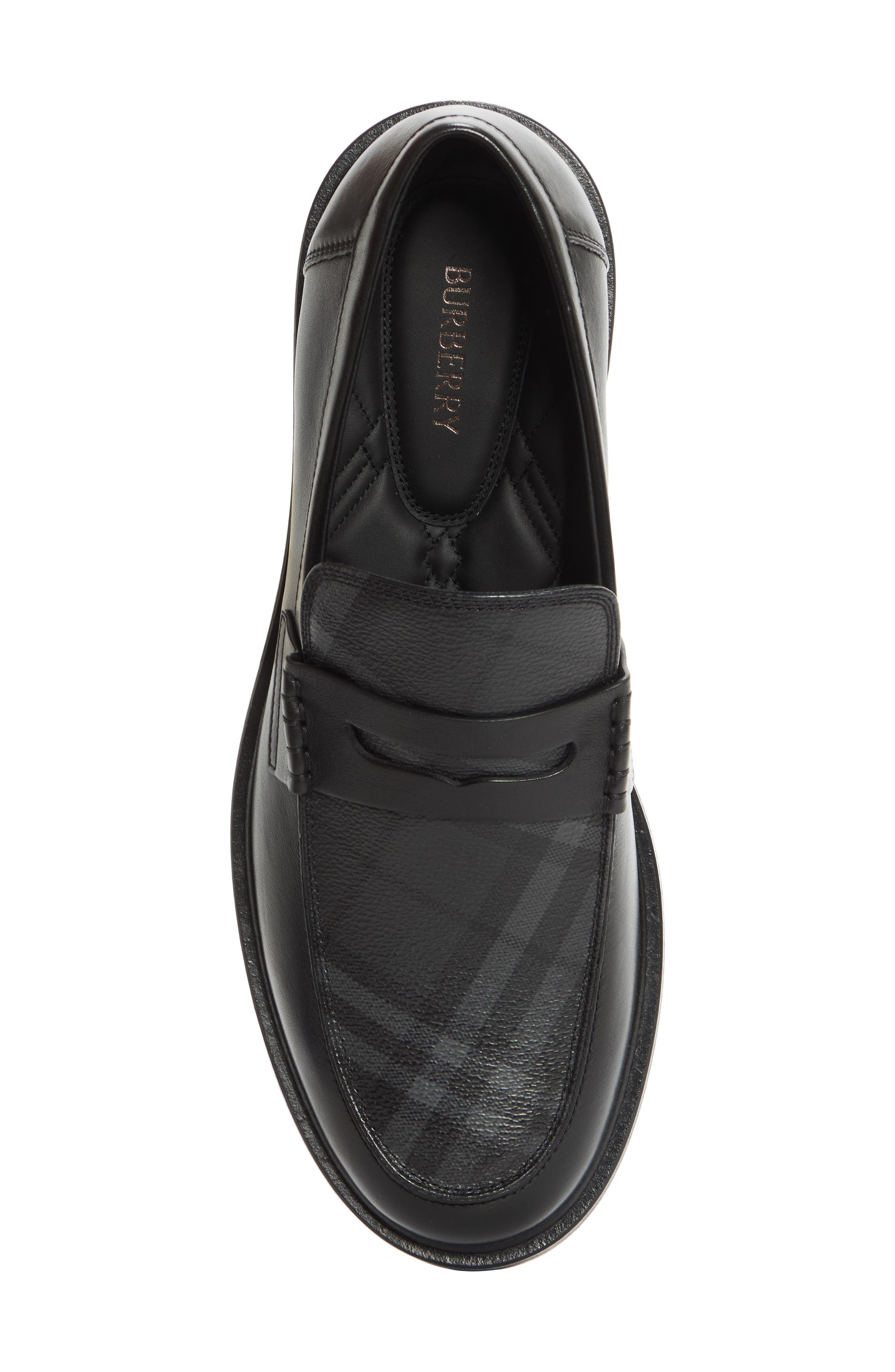 Pembroke Check & Leather Penny Loafer, Alternate, color, BLACK/ IRON GREY CHK