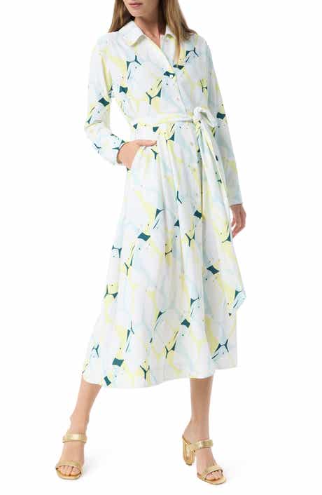 DO by Dee Ocleppo Ava Abstract Print Long Sleeve Midi Shirtdress