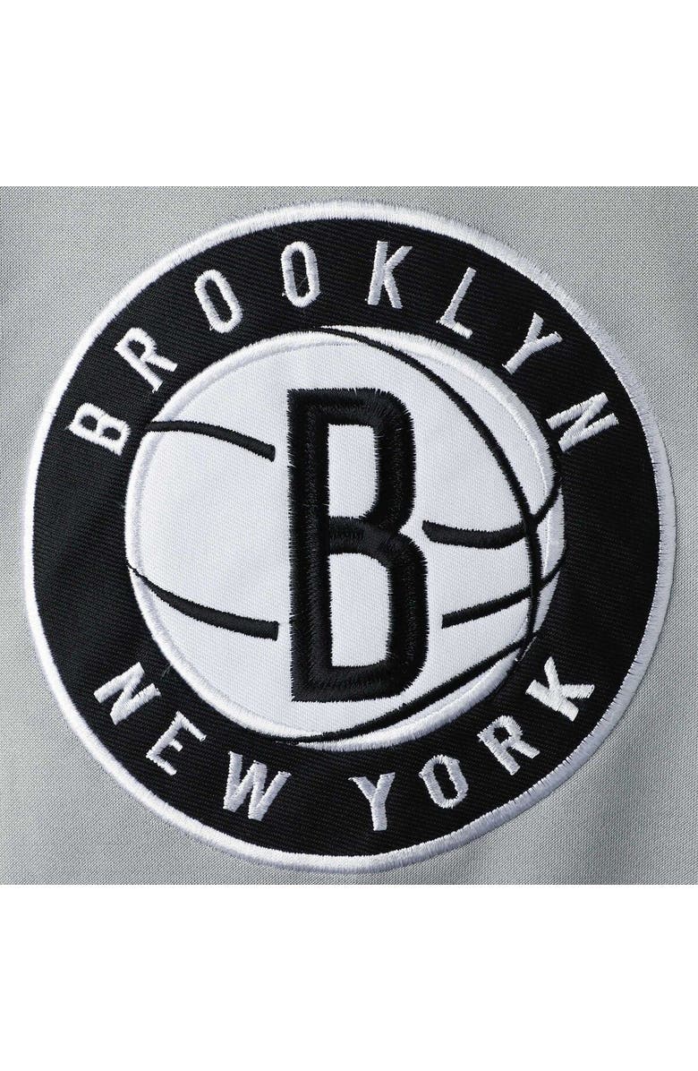 PROFILE Men's Gray/Black Brooklyn Nets Colorblock Raglan Pouch Pullover Hoodie, Alternate, color, 