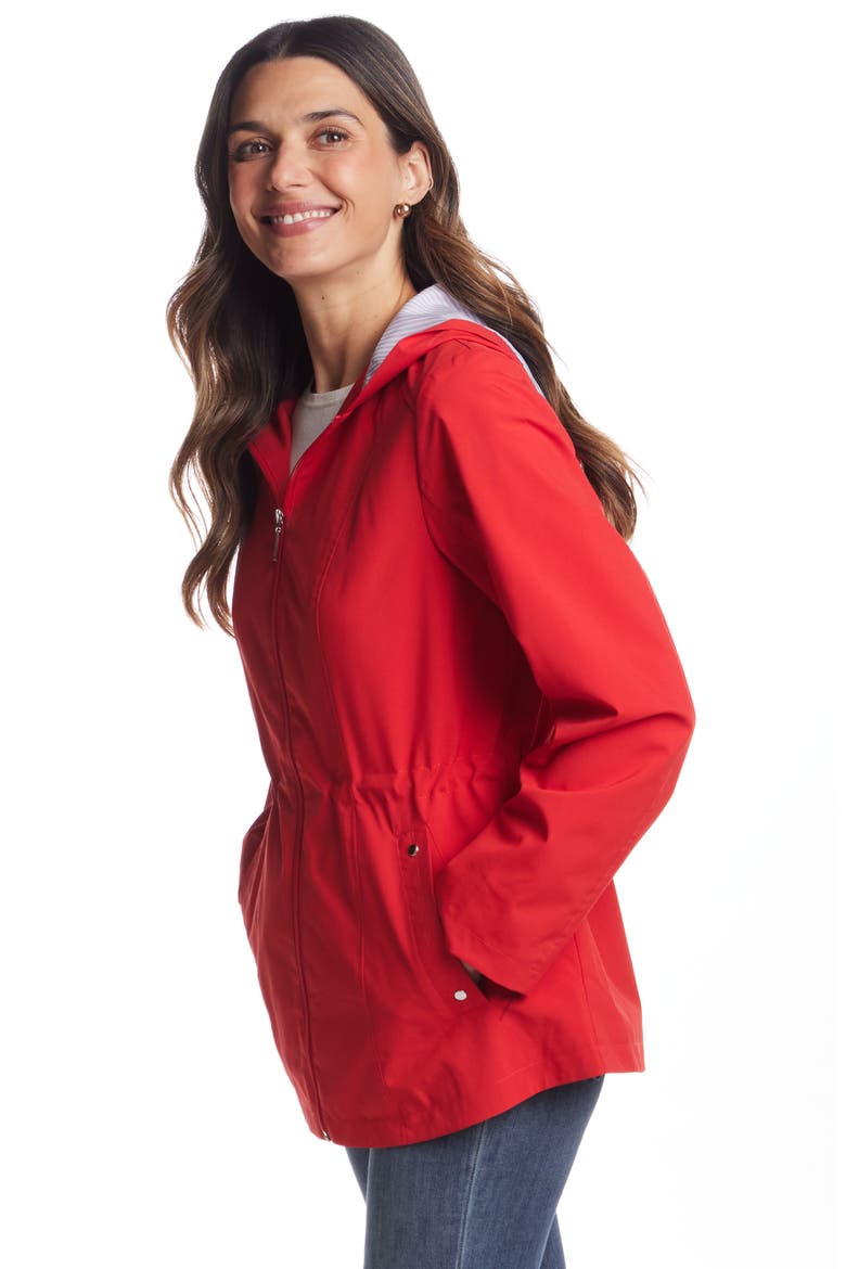 Water Resistant Hooded Raincoat, Alternate, color, RED