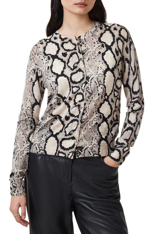 Allsaints Anouk Slim Fit Merino Wool Cardigan In Pale Grey Marl