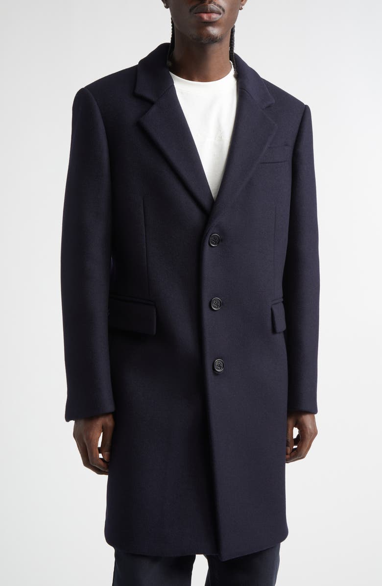 Burberry Beverley Wool Topcoat, Main, color, Navy