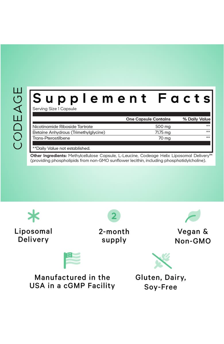 Codeage Liposomal Nicotinamide Riboside Supplement, Alternate, color, White