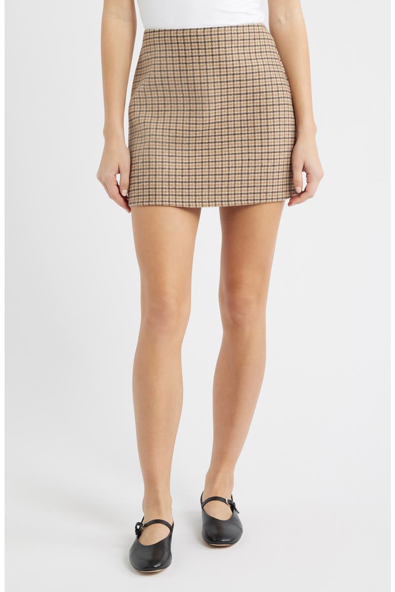 Double Face Wool Miniskirt, Main, color, DARK COCOA