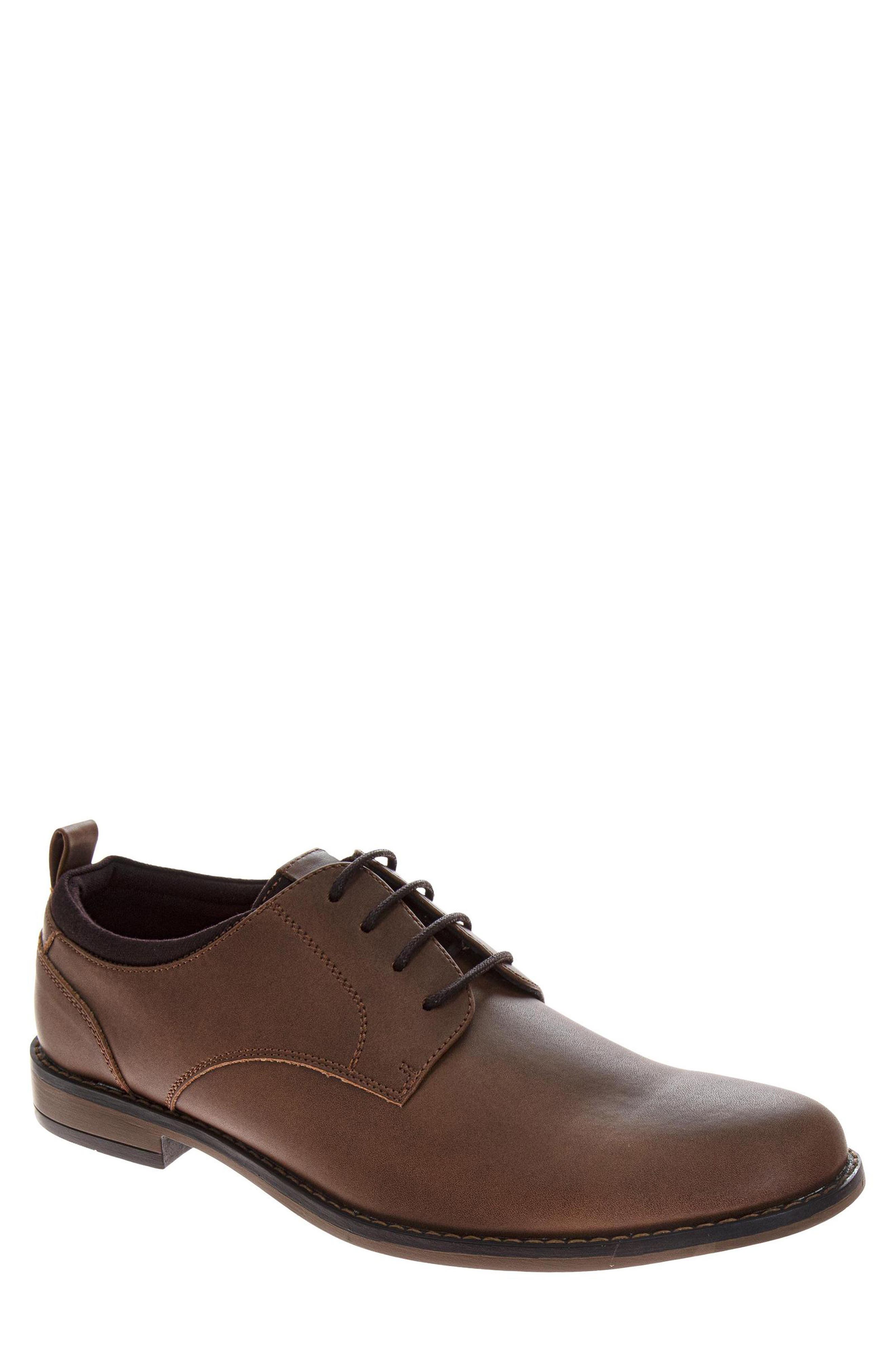 Faux Leather Plain Toe Derby