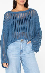 Roxy Lost At Sea Open Stitch Crop Sweater