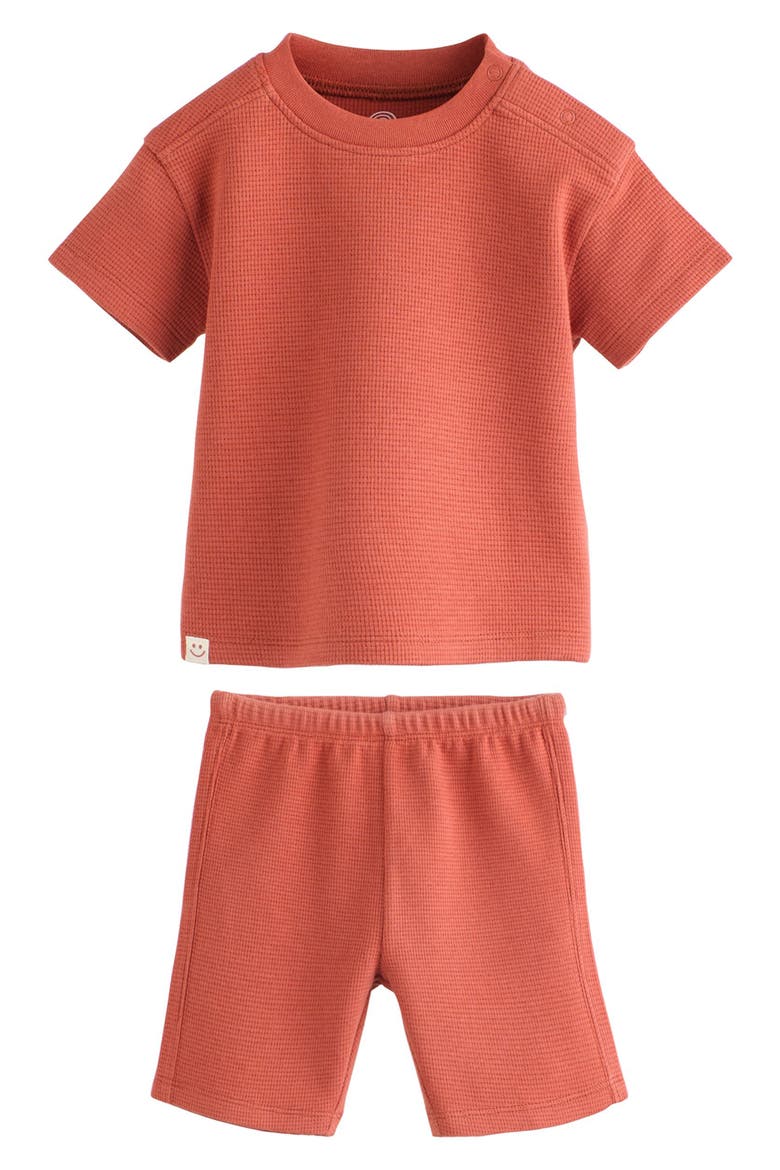 Waffle Knit T-Shirt & Shorts Set, Main, color, BROWN