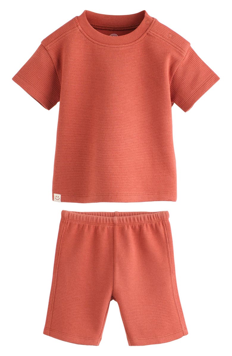 NEXT Waffle Knit T-Shirt & Shorts Set, Main, color, Brown
