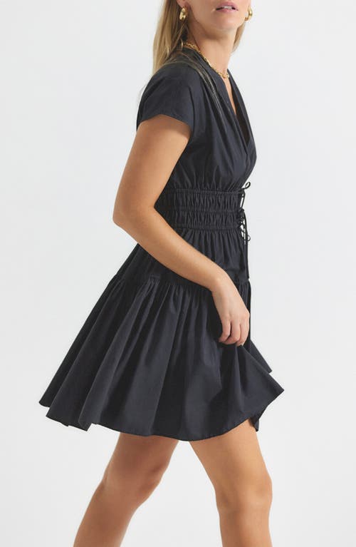 Derek Lam 10 Crosby Tora Shirred Waist Cotton Dress In Black