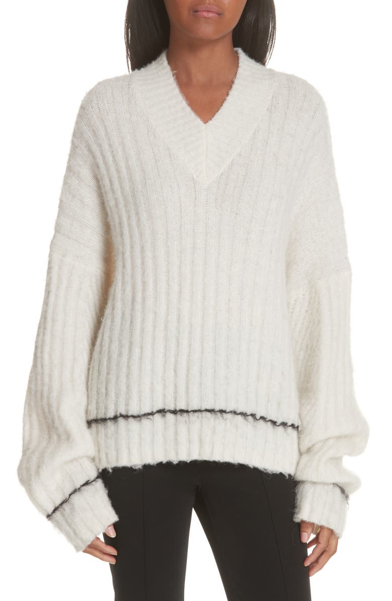 Helmut Lang Brushed Wool & Alpaca Blend Sweater, Main, color, 