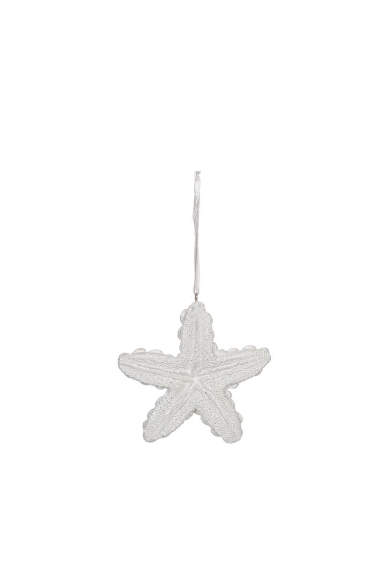 Blue & White Sea Star Tree Ornament, Alternate, color, White