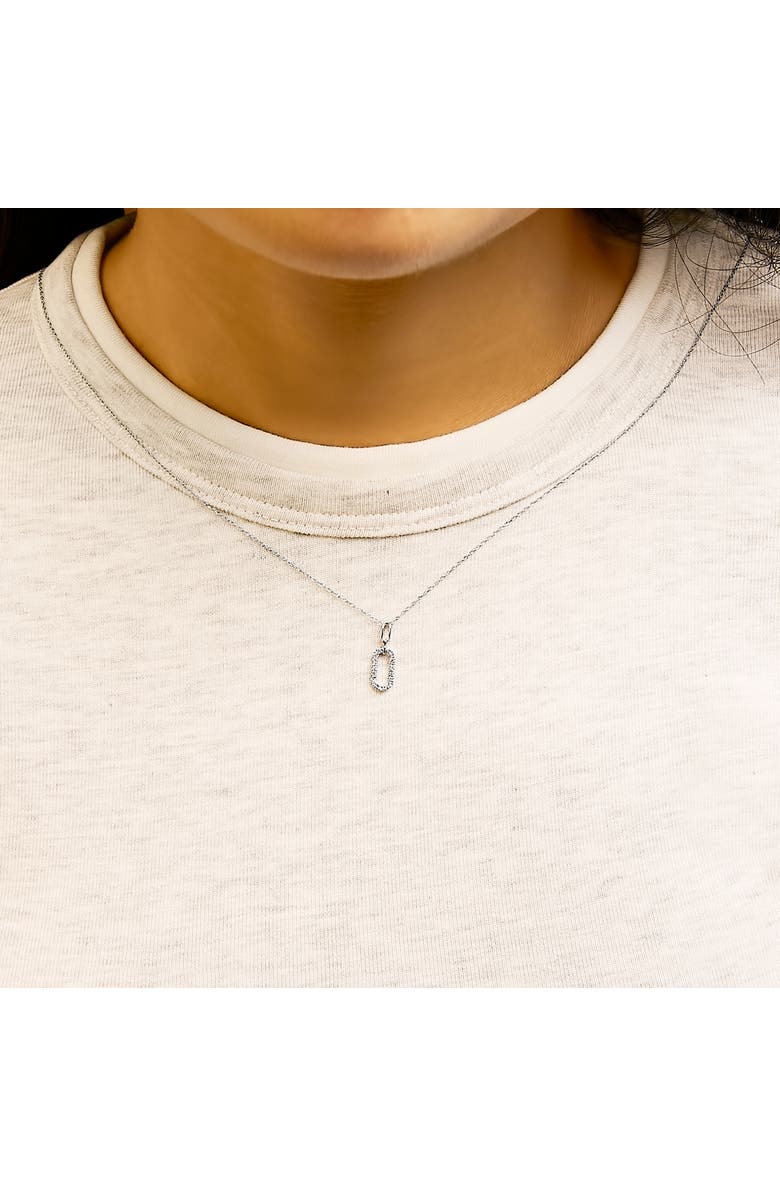 Haus of Brilliance 14K White Gold Diamond Accent Paperclip Pendant Necklace, Alternate, color, White Gold