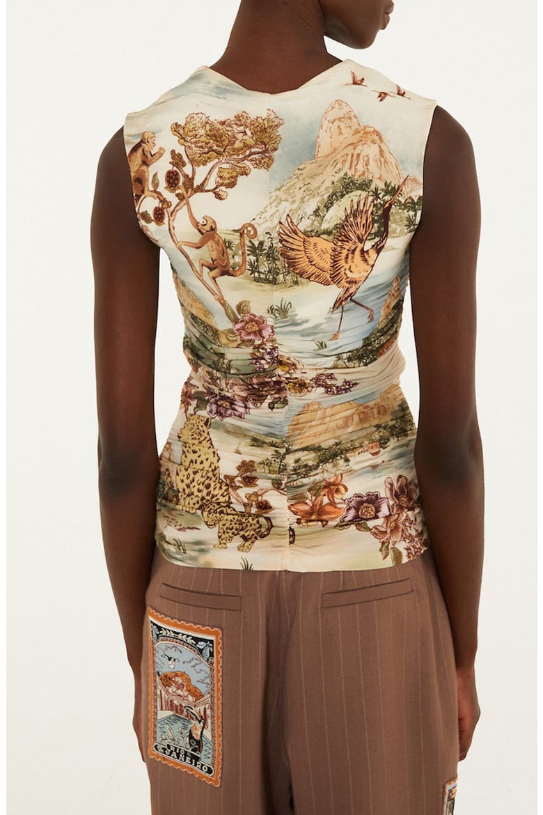 Toile de Rio Ruched Sleeveless Top, Alternate, color, TOILE DE RIO OFF-WHI