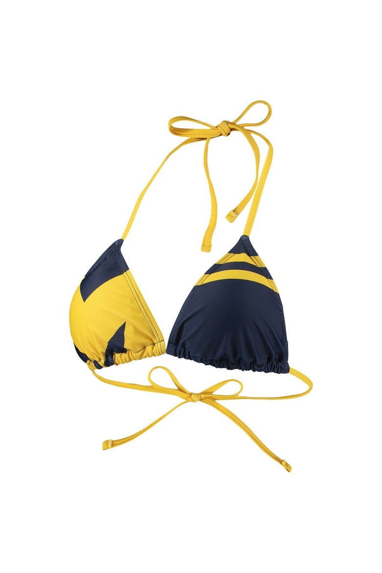 Women's FOCO Navy Michigan Wolverines Wordmark Bikini Top, Alternate, color, Navy
