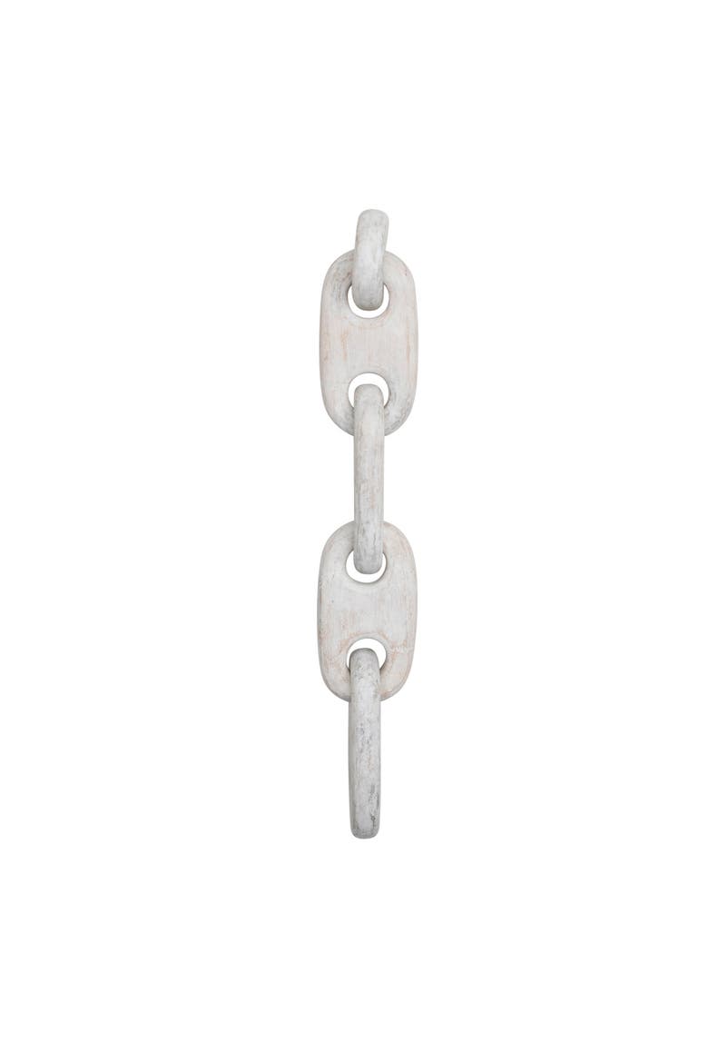 Mango Wood Chain Wall Décor with 5 Links, Main, color, White
