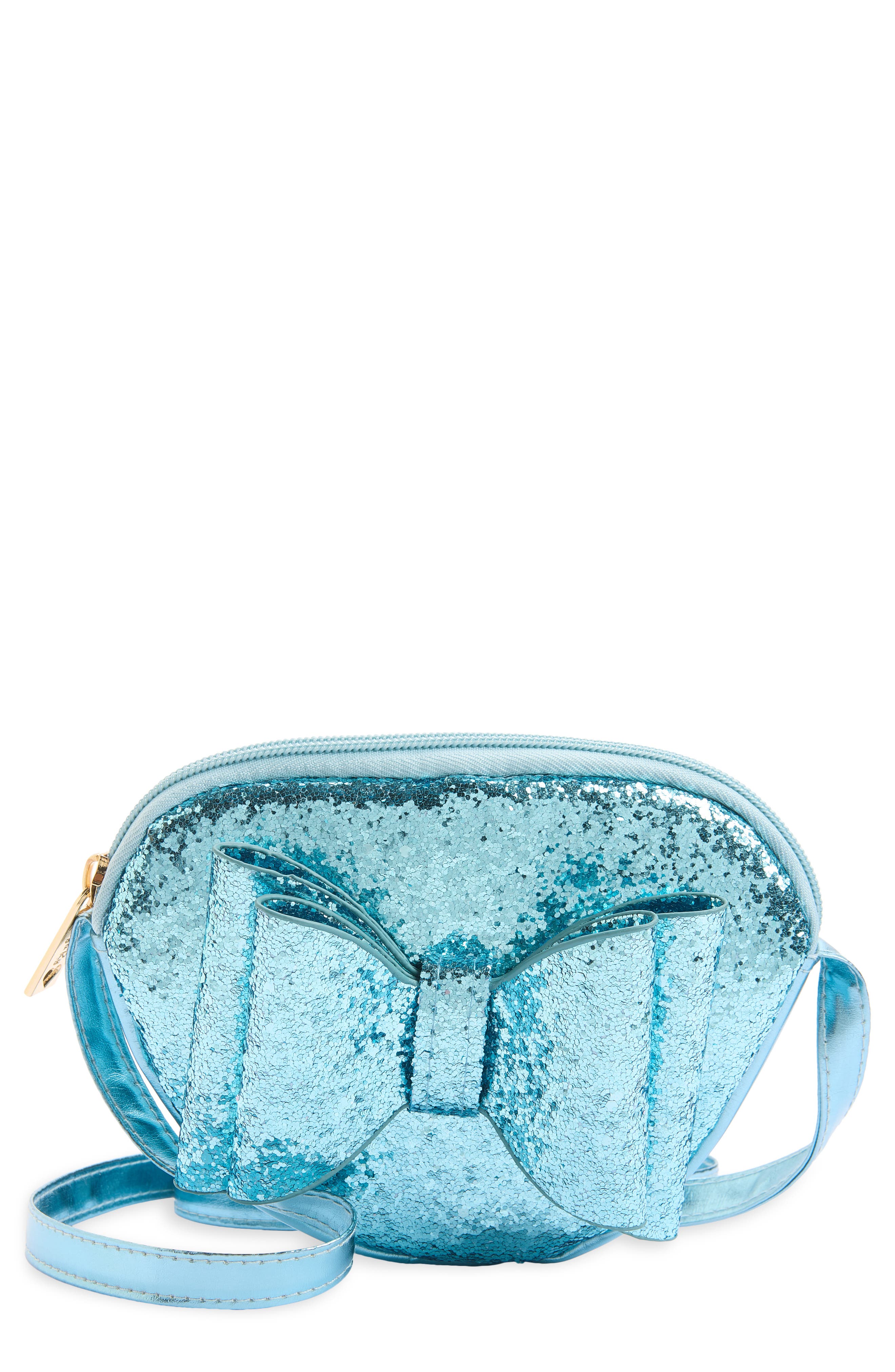 Kids' Glitter Heart Crossbody Bag, Main, color, ICY BLUE