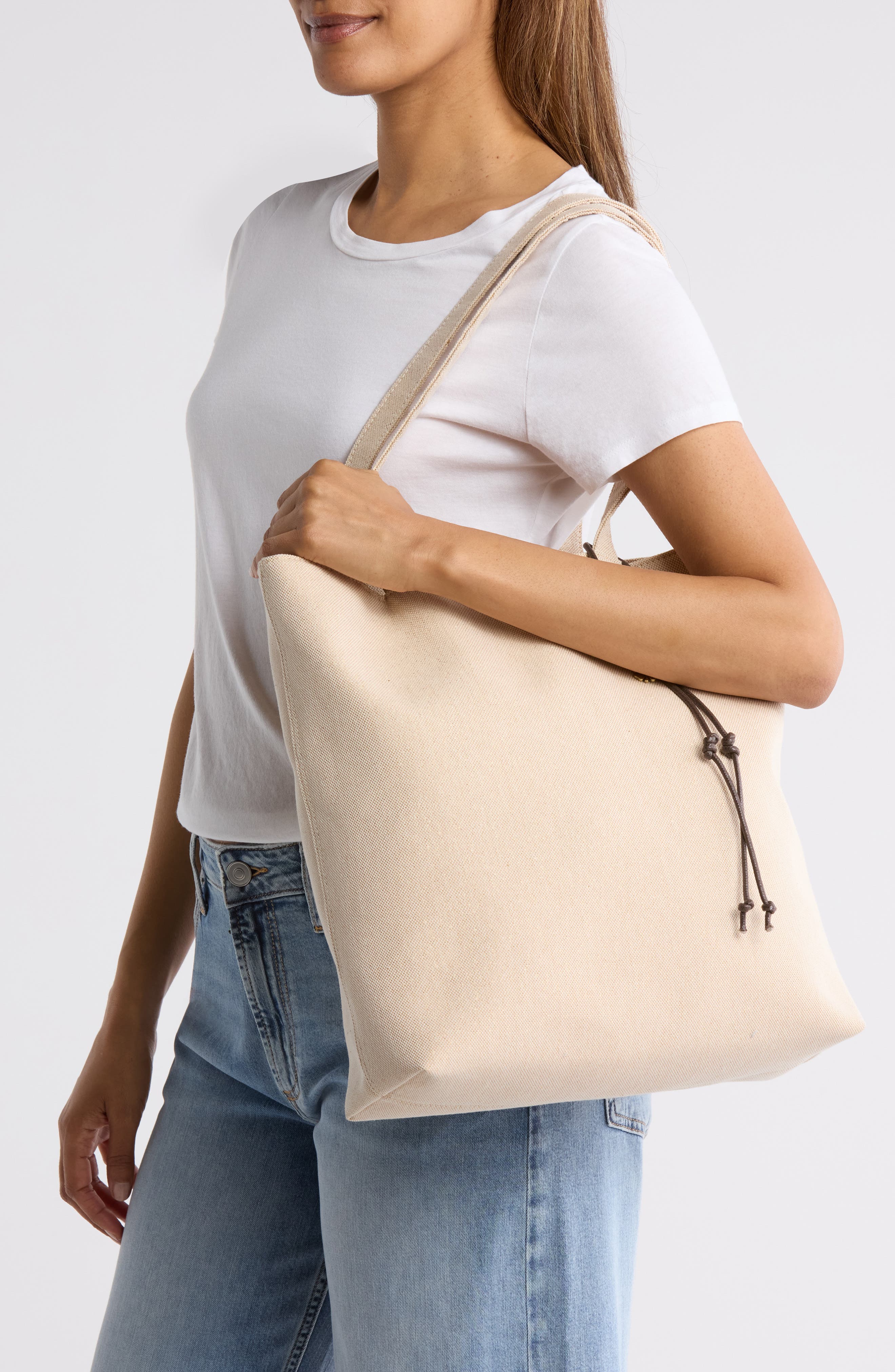 Lucky Brand Pira Canvas Book Tote Bag, Alternate, color, Beige Canvas