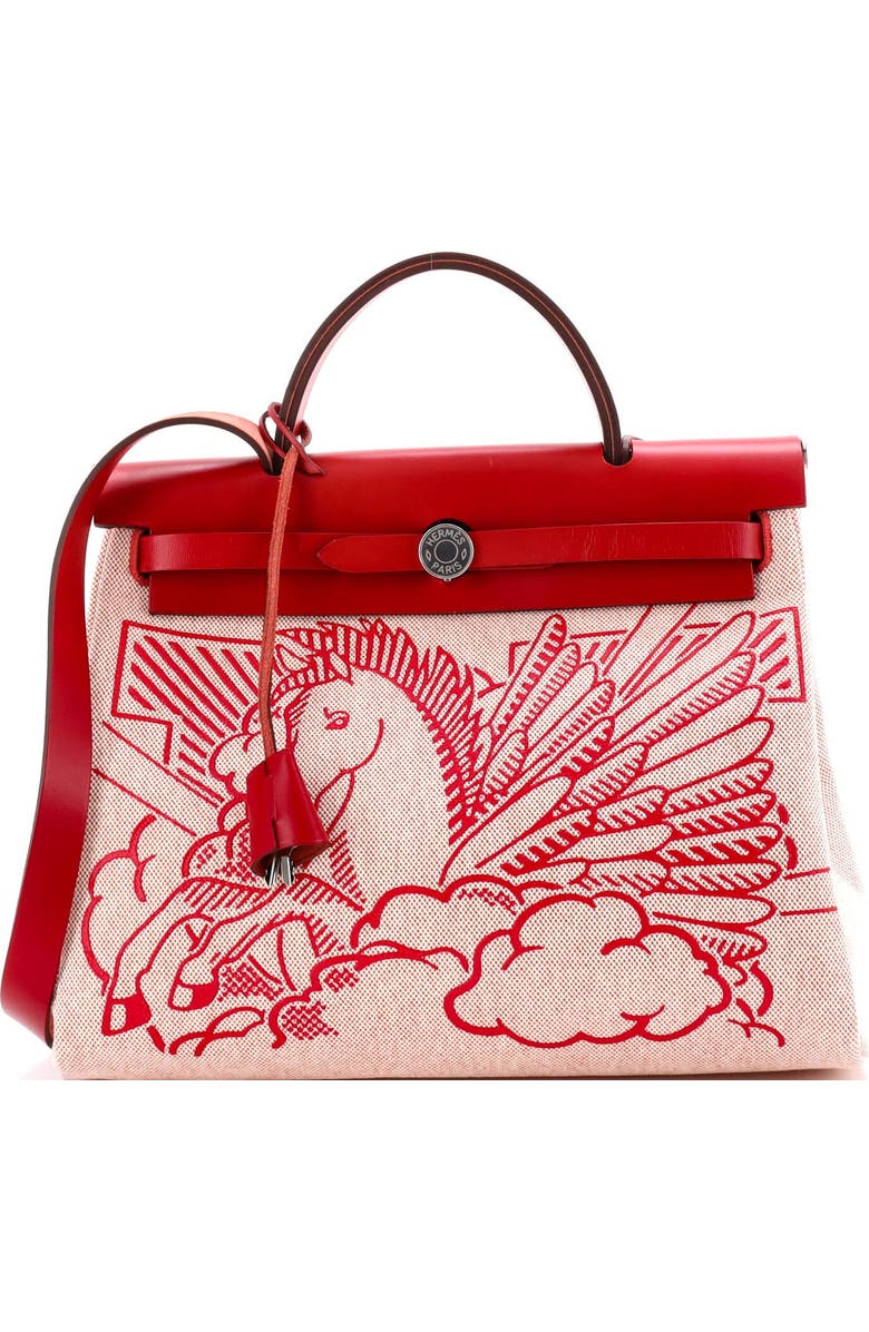 Pre-Owned Hermes Herbag Zip Pegase Pop Toile and Leather 31, Main, color, Rouge Piment
