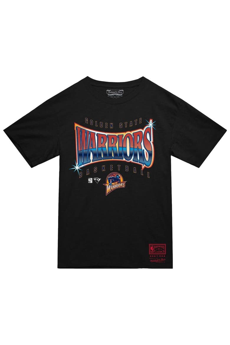 Men's Mitchell & Ness  Black Golden State Warriors Worldwide Collection Glow Up T-Shirt, Alternate, color, Black