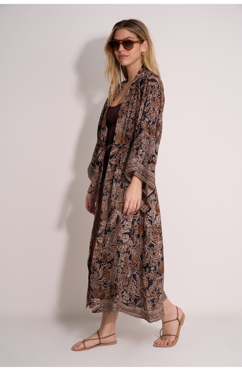 Gottex Beach Life Satin Shore Long Printed Robe Cover-Up, Alternate, color, Multi