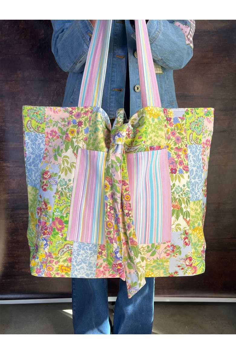 Garden Collage Patchwork Market Tote Bag, Alternate, color, Green