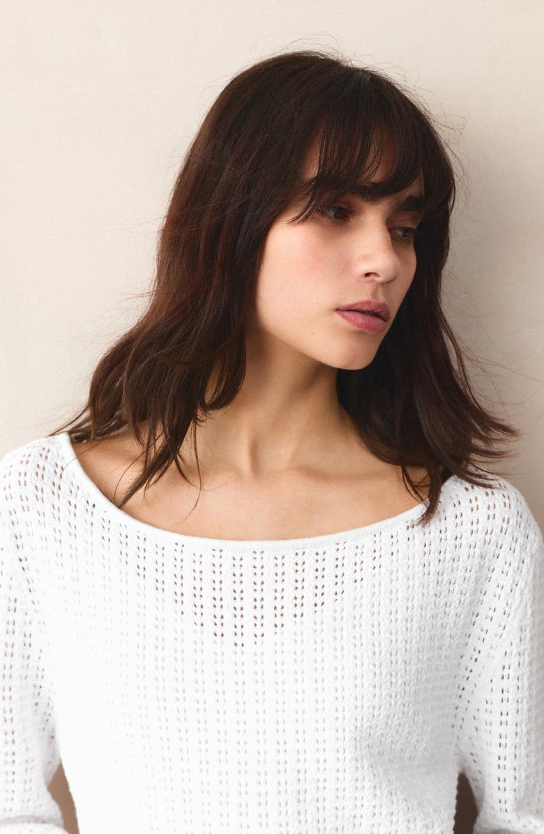 MANGO TEEN Boat Neck Open Stitch Sweater, Alternate, color, 